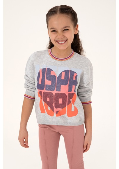 U.s. Polo Assn. Kız Çocuk Açık Gri Melanj Sweatshirt 50317900-vr091 Acık Grı Melanj
