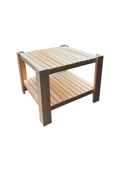 Masif Ahşap Orta Sehpa 2 Raflı Salon Bahçe Balkon Orta Sehpa Dzyn0012 Natural Natural