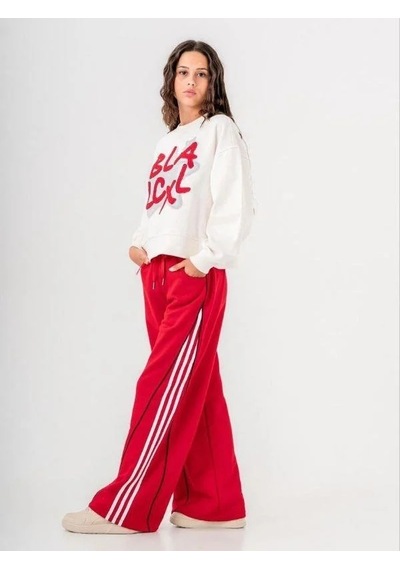Kız Çocuk Black Yazılı Sweatshirt-14772 Ekru