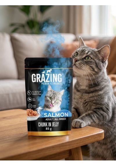 12li Somonlu Yaş Kedi Maması Omega Destekli Yaş Mama 12x 85 Gr