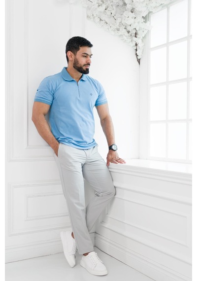 Paul Martin Fermuarlı Polo Yaka Regular Fit T-Shirt Buz Mavisi