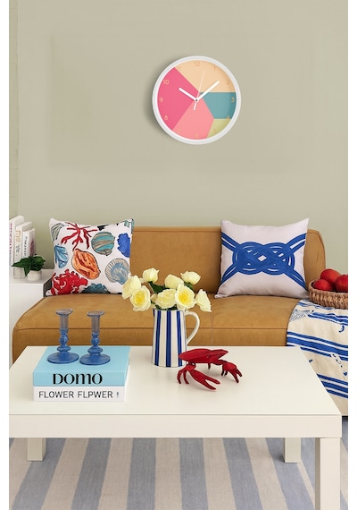 Geometrik Tasarım Modern Duvar Saati - 42cm - Önü Camlı Beyaz Kasa - Sessiz Mekanizma Beyaz
