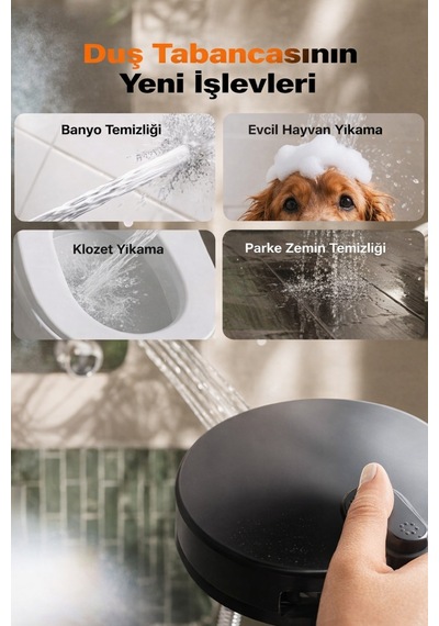 6 Fonksiyonlu Arıtmalı Filtreli Tazyikli Duş Başlığı - Kireç Ve Pas Önleyici Pamuk Filtreli Siyah Ev Diğer