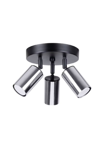 Rıolıght Modern1 Siyah1 Gövde Krom Hareketli Başlık1 3xgu10 Led Spot Led Avize Ampul Dahil Siyah - Krom