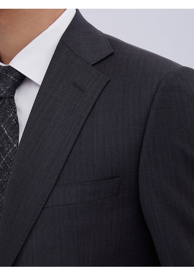 Kip Lacivert Desenli Modern Fit Yün Karışımlı Takım Elbise Çok Renkli