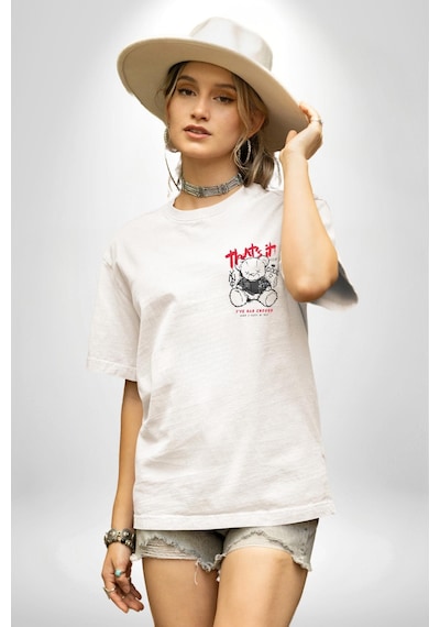 Gerçeklikten Uzak Tutun Beyaz Oversize Unisex Ön Ve Sırt Baskılı Tişört Beyaz Gerçeklikten Uzak Tutun Beyaz Oversize Unisex Ön Ve Sırt Baskılı Tişört Beyaz