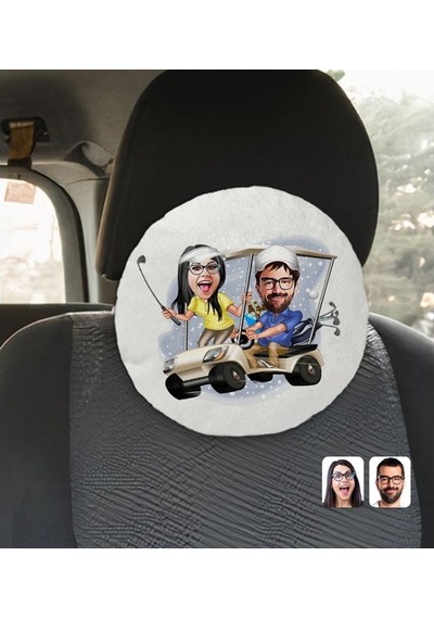 Kişiye Özel Sevgililer Karikatürlü Yuvarlak Dekoratif Kırlent Yas (527061853)