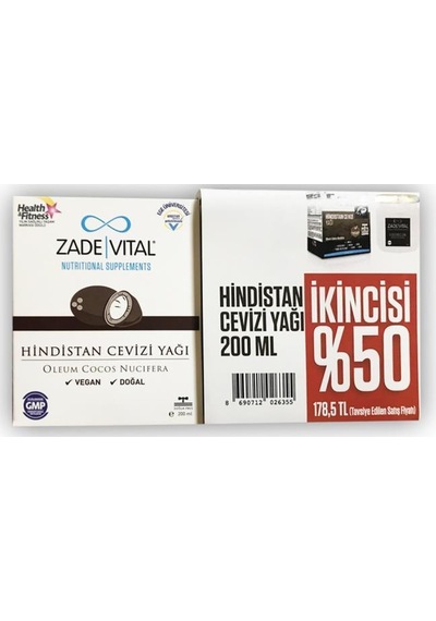 Zade Vital Hindistan Cevizi Yağı 200 Ml - 2.Si %50 Indirimli