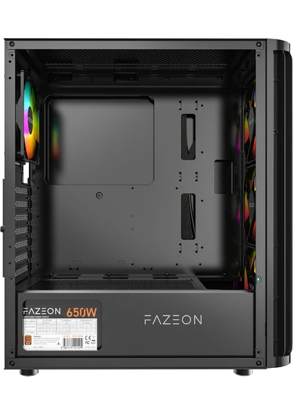 Fazeon F20 650w 80+ Bronze Mesh Argb 4x120mm Fanlı E-atx Siyah Gamıng Kasa