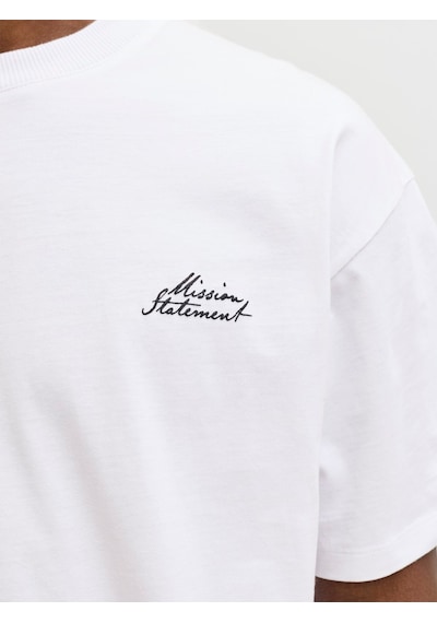 Jack & Jones Dust Script Erkek Beyaz Tişört 12292982-bw Beyaz