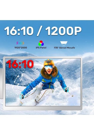 Npo Npm11 16" Fhd 1200p Ips Type-c Taşınabilir 2'li Monitör Çoklayıcı Standlı Notebook Monitör