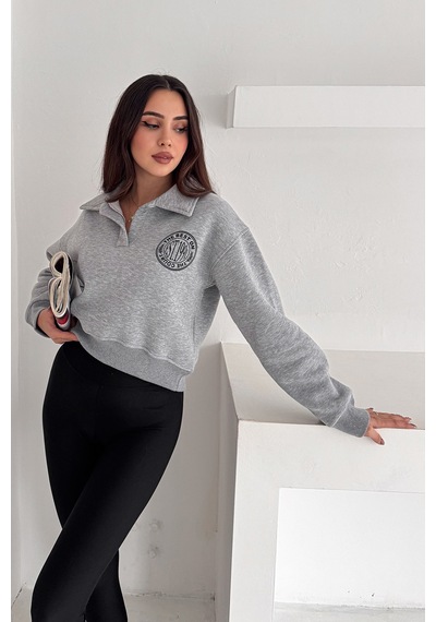 Noa & Noa Kadın Baskılı Oversize Sweatshirt Sporty Season 1992 Gri