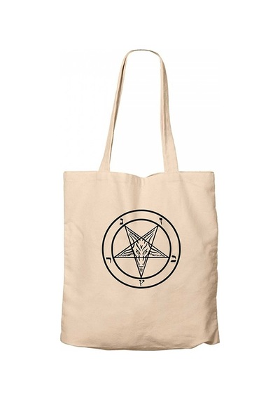 Baphomet Logo 2 Krem Kanvas Bez Çanta Krem