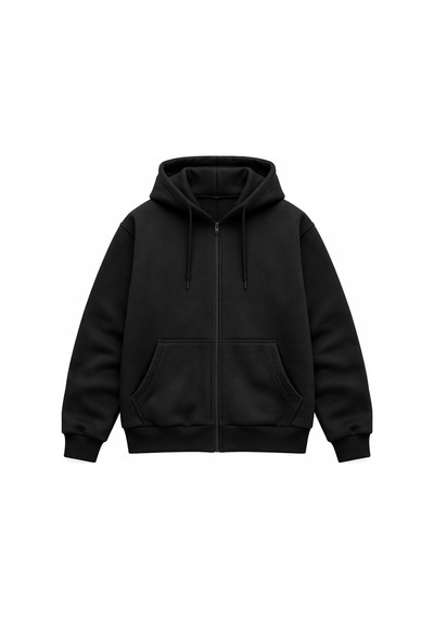Çlm Store Erkek Slim Fit Örgü 3 İplik Fermuarlı Polar Hırka Siyah Siyah