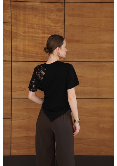 Verymoda Beli Gipeli Brode Bluz D2966 Siyah