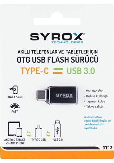 Syrox DT13 Type-C Otg Usb To Type-C Çevirici Dönüştürücü