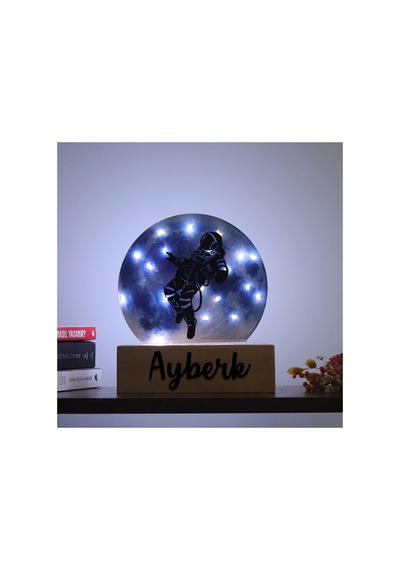 Led Işıklı Pleksi Dolunay Kişiselleştirilebilir Dekoratif Biblo Space Astronot Anahtar Askılığı Mavi - 737200937 Mavi