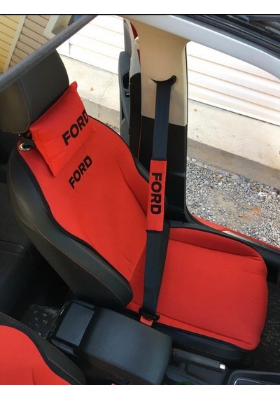 Ford Nakışlı Ön İkili Oto Koltuk Minderi 2 Adet Boyun Yastığı 2 A
