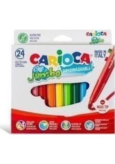 Carioca Jumbo Süper Yıkanabilir Keçeli Boya Kalemi 24'Lü 40570