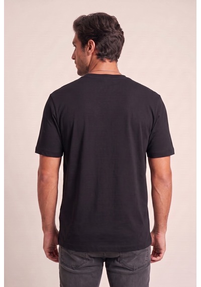 O Yaka Fırçalı 2 İplik T-shirt Jsco Siyah