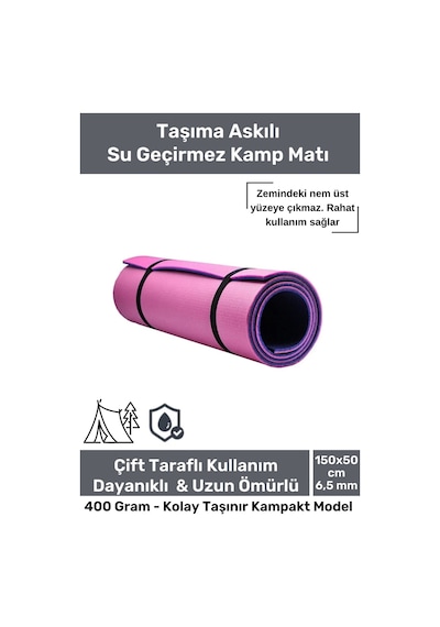Su Geçirmez Konfor Modeli Taşıma Askılı Çift Taraflı Kamp Zemin Çadır Uyku Matı Pembe Yer Minderi Pembe