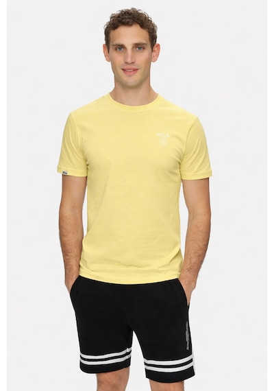Ucla Bass Sarı Bisiklet Yaka Baskılı Pamuk Standard Fit Erkek Tshirt Sari 2XL