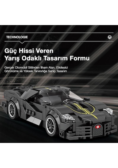Reobrix Creator 685 Bugatti La Voiture Noire Spor Araba Yaratıcı Yapı Blok Seti Building Blocks - 339 Parça