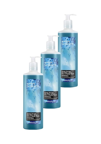 Avon Senses Ocean Surge Nane Ve Deniz Kokulu Saç Ve Vücut İçin Erkek Duş Jeli 3 x 720 ML