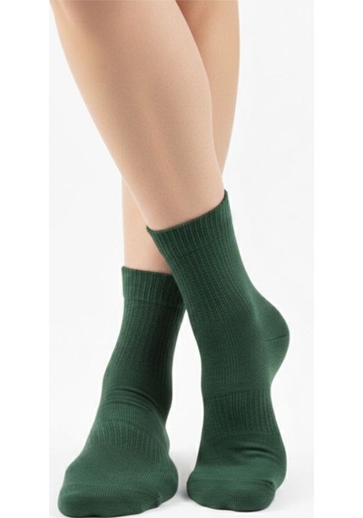 Ozzy Socks Kadın 4 Çift Bambu Lastiksiz Sıkmayan Diabetik Bilek Çorap Haki