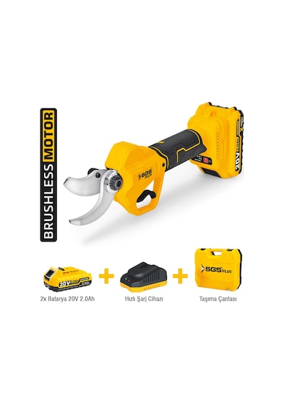 Sgs 5555 Akülü Bağ Budama Makası 20v 2 2.0ah Kömürsüz Motor Profesyonel Budama Makinesi