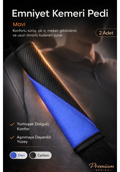 Emniyet Kemeri Kılıfı 2 Adet Deri Carbon Yumuşak Dolgulu Boyun Konfor Emniyet Kemer Pedi - Kmrx3