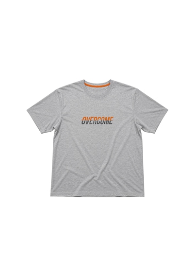 Battalmoda Erkek Büyük Beden Melanj Gri Bisiklet Yaka Kısa Kollu Overcome Tişört 3xl-4xl-5xl-6xl