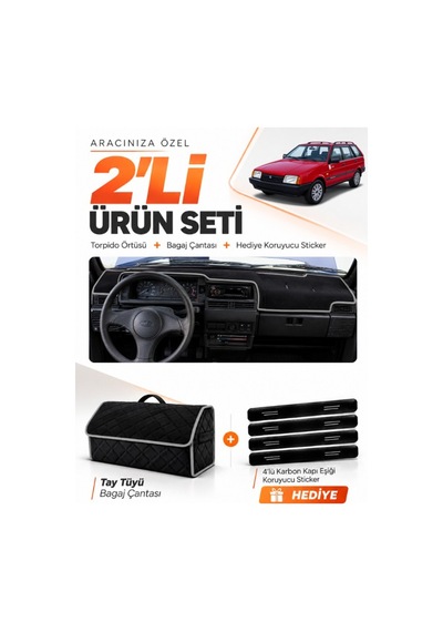 E-biz Lada Samara Enjeksiyonlu 1990-2004 Uyumlu Torpido + Tay Tüyü Çanta - Siyah-gri - Ld002