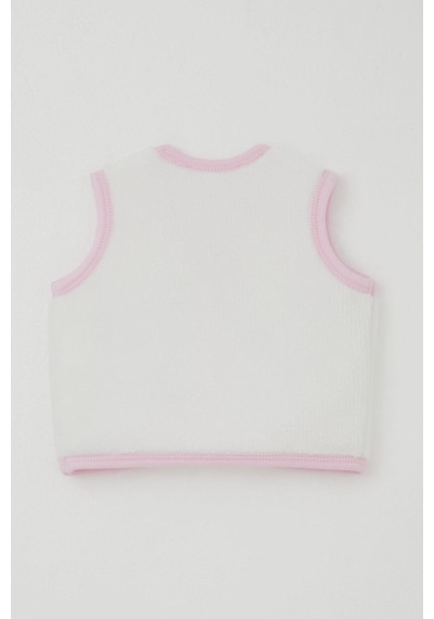 Breeze Kız Bebek Polar Yelek Düğmeli 0-9 Ay, Beyaz Beyaz