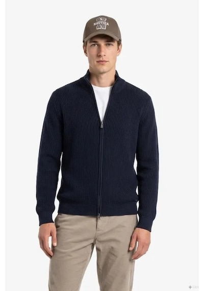 Nautica Erkek Lacivert Regular Fit Fermuarlı Triko Kazak-24790