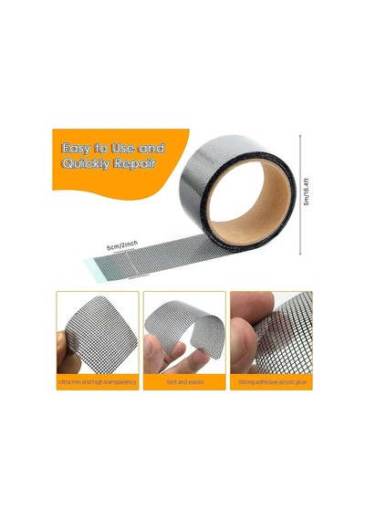 1 Adet Sineklik Yaması Tamir Bandı 50mm X 2mt , Yama Tamir Kiti Yırtık Kopmuş Delik Tül Yapıştırma