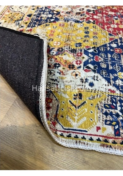 Salerno Çamaşır Makinesinde Yıkanabilir Kilim Halı Hs1035 Çok Renkli