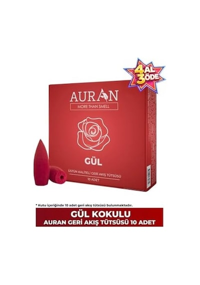 Auran Gül Kokulu Geri Akış Tütsüsü Konik Tütsü Rose Backflow Incense Cones 10 Adet