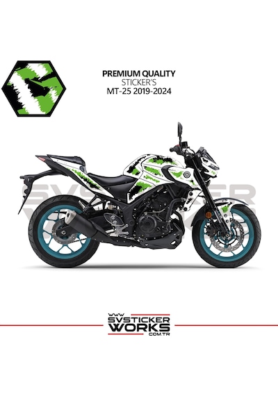 Yamaha Mt25 Kaplama Sticker Air Brush Motor Kaplama Modeli Hazır Kit 2019 / 2024 Uyumlu Yeşil