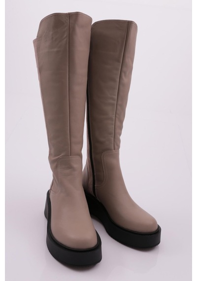 Dgn 22535-22k Kadin Kalin Taban Fermuarli Knee High Çizme 22535-2-R13180 Vizon