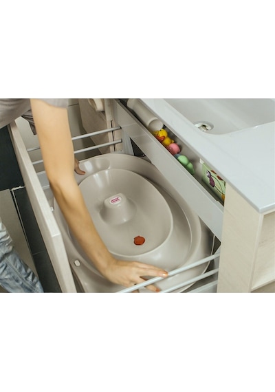 Okbaby Onda Slim Katlanır Bebek Küveti K.Beyaz + Splash Bebek Duşu