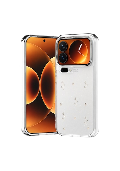 Xiaomi 17 Pro Max Uyumlu Kılıf Simli Parlak Çiçek Desenli Telefon Kılıfı Kapak NO4