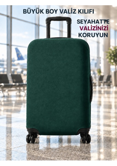 Beylini Valiz Kılıfı Likralı Esnek Çizilme Önleyici Yıkanabilir Dayanıklı Koruyucu Kumaş Bavul Koruyucu Büyük Boy Yeşil