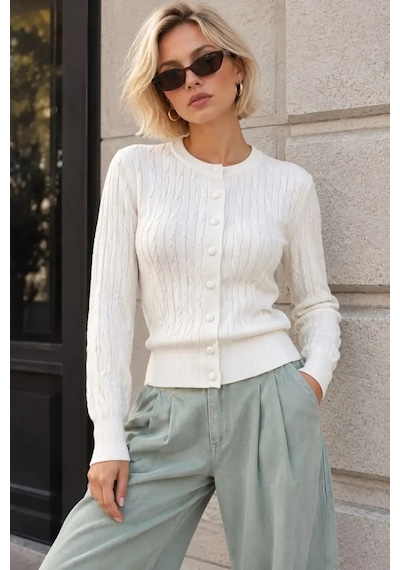 Park Karon Kadın Lüks Korspan Core-spun İplik Saç Örgü Bisiklet Yaka Triko Hırka 12551 Kemik Park Karon Kadın Lüks Korspan Core-spun İplik Saç Örgü Bisiklet Yaka Triko Hırka 12551 Kemik