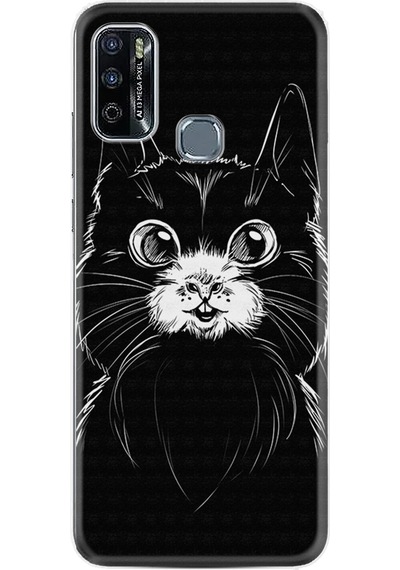 Infinix Hot 10 Play Kılıf Resimli Desenli Silikon Platinium Series Komik Kedi 1863