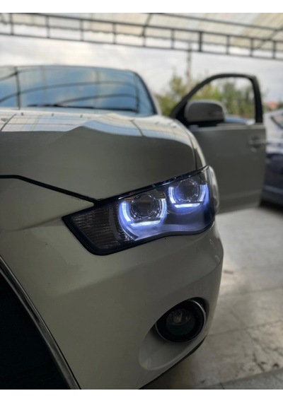 2.5 İnç Düz Bi Xenon Mercek Kesik U Beyaz Angellı Kapak Set