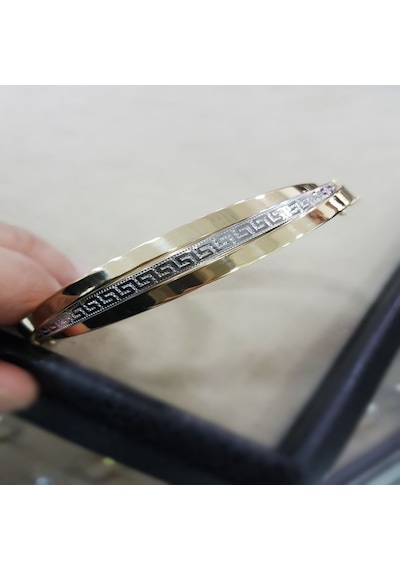 Altın Kelepçe 14K Versage Tasarım 12 Mm 3 Burgu Sarı Altın