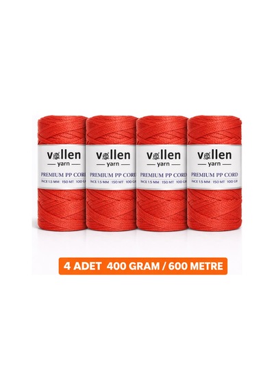 600m Polyester Makrome Ipi, Supla Ipi, Çanta Ipi, Bileklik Ipi,makrame,kıremit 1.5mm-400gr