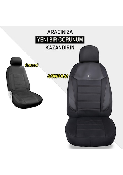Dacia Logan Araçlara Uyumlu Oto Koltuk Kılıfı Seti - Yıldız Serisi Siyah