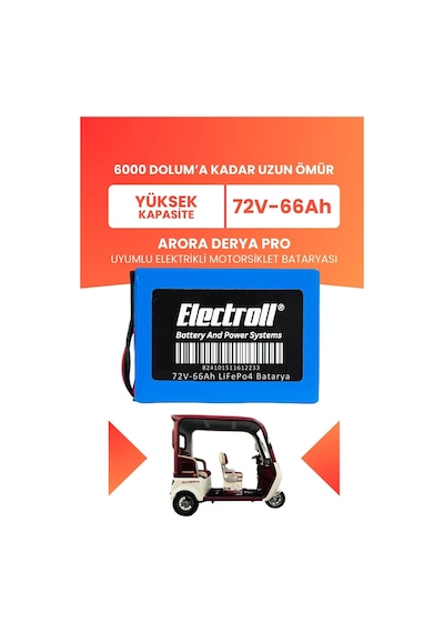 Arora Derya Pro Uyumlu Batarya Yüksek Kapasite Lifepo4 72v 66ah Elektrikli Motorsiklet Bataryası